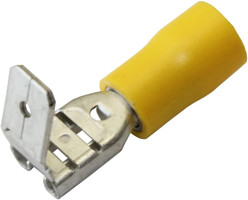 Cosses plates jaunes Piggy Back 6.3 mm / paquet de 100